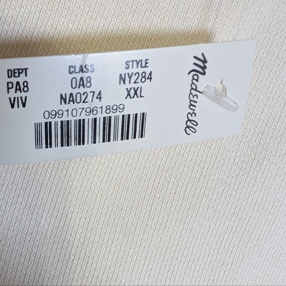 Madewell Relaxed Varsity Sweatshirt XXL Vintage Ivory Red Stripe Retro Preppy - Picture 6 of 9